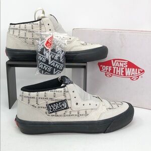 Vans x Supreme Half Cab Pro ‘92 Men’s Off White Black Skateboard Shoes - Size 8
